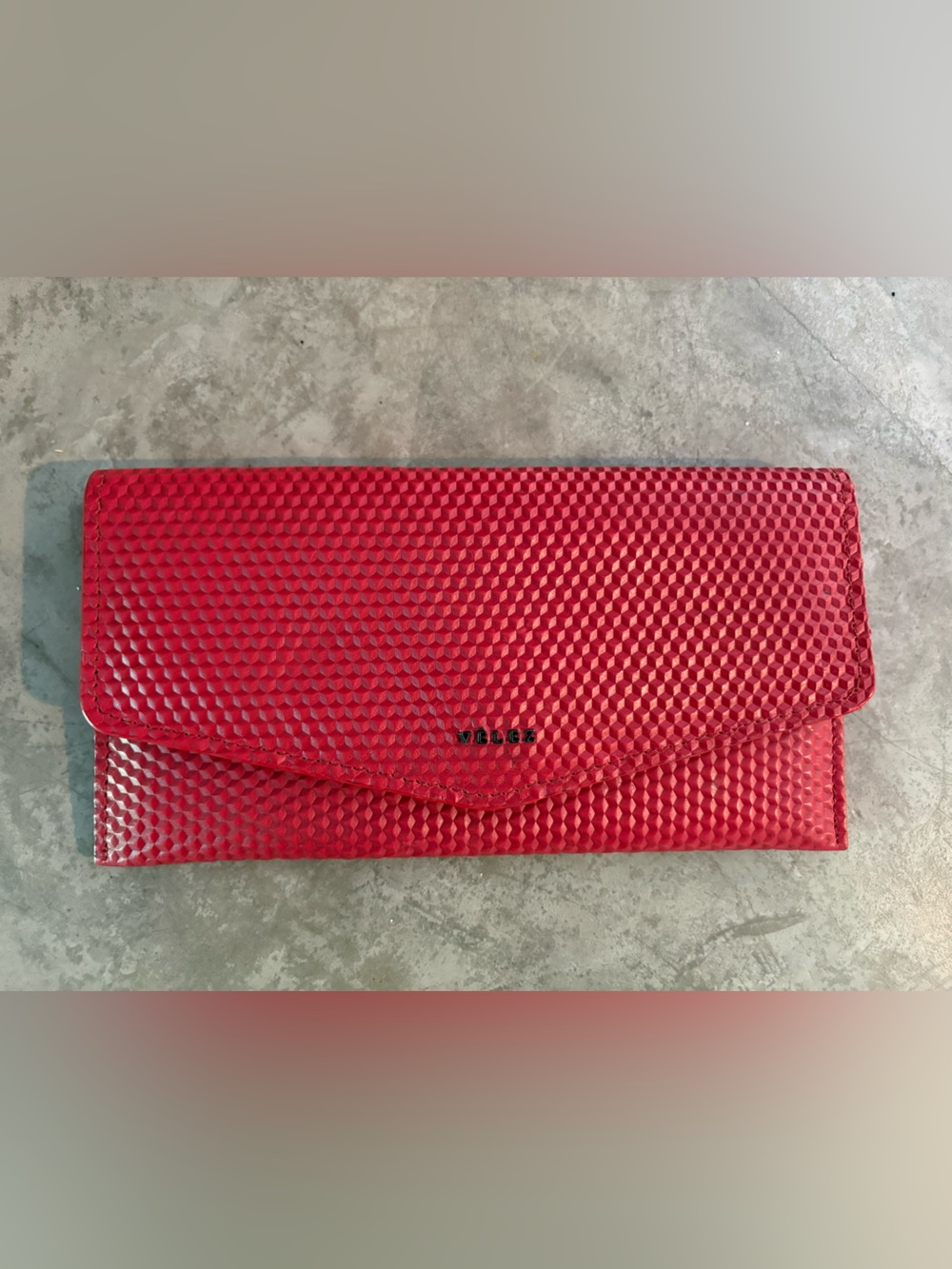 Velez Artisan envelope wallet distinct textured geometric red leather